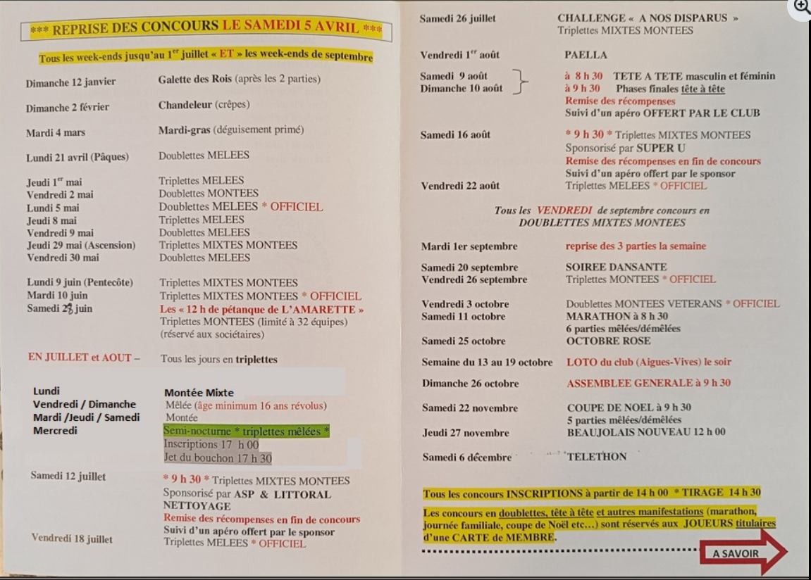 Calendrier 2025