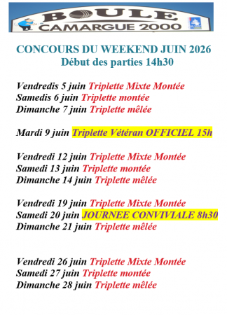Programme du weekend  de juin