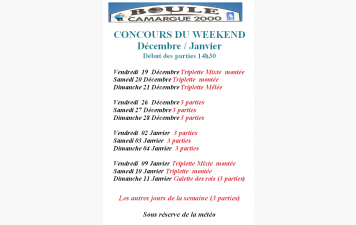 programme décembre / Janvier