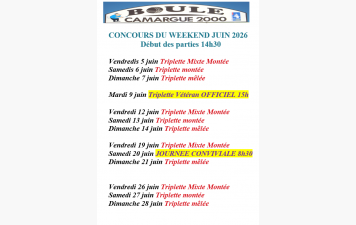 Programme du weekend  de juin