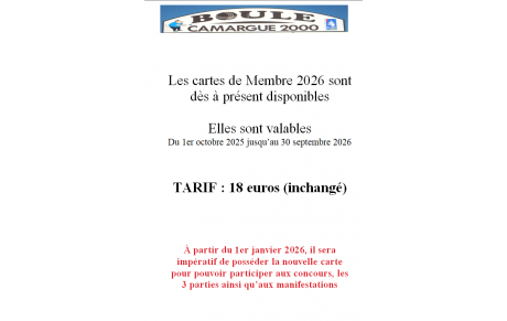 carte de membre 2026
