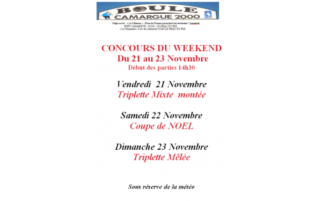 concours de weekend du 21 au 23 novembre