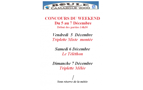 concours du 5 au 7 décembre