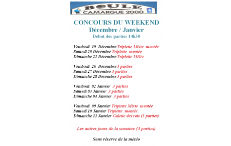 programme décembre / Janvier
