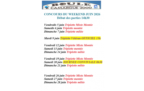 Programme du weekend  de juin